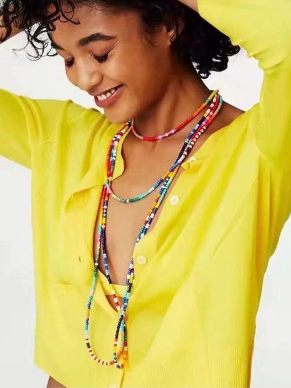 Roxanne Assoulin AUTHENTIC Multicolor Blue-Accent Seed Bead Long Necklace NEW